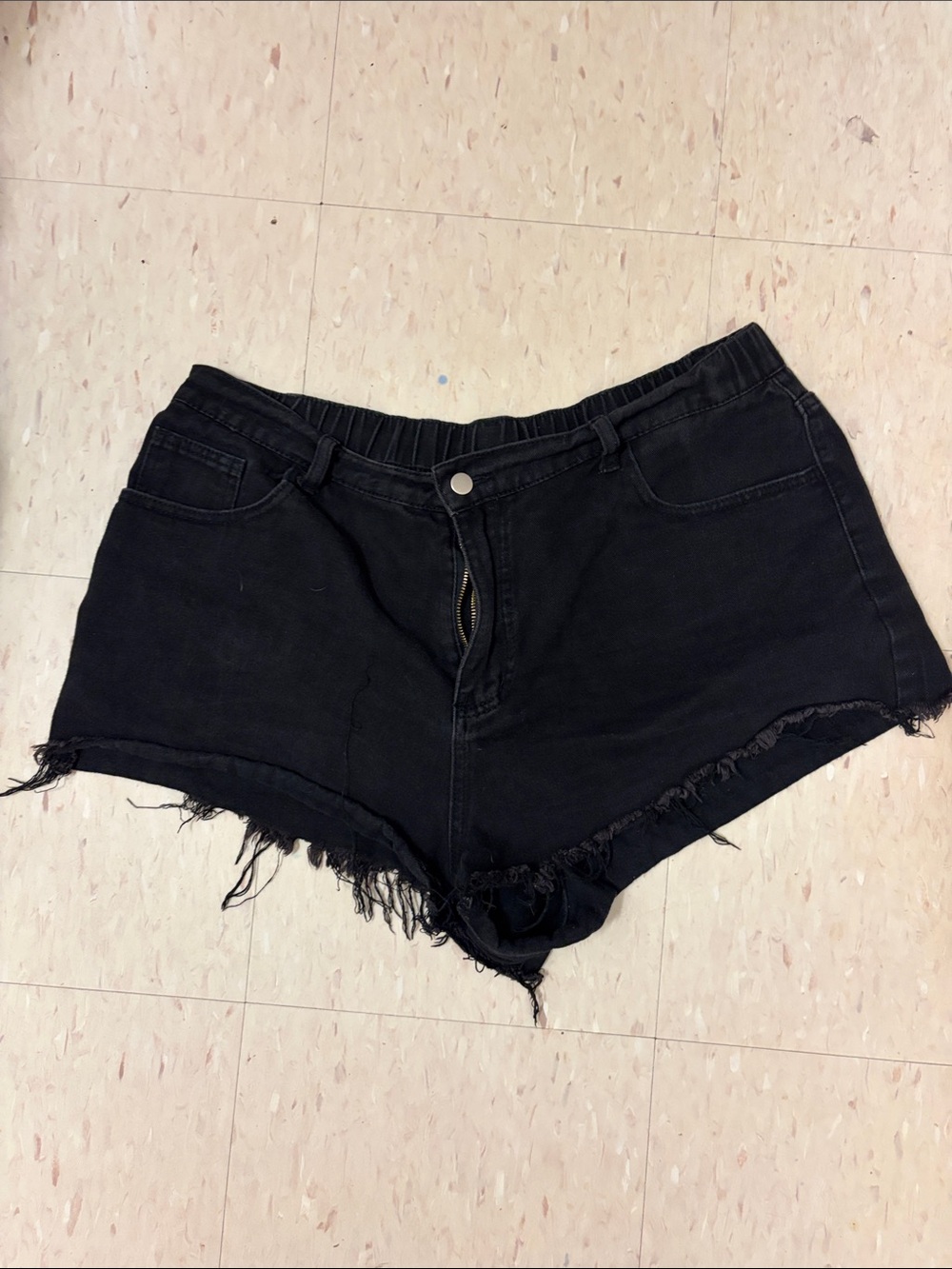 Black Frayed Hem Women’s Denim Shorts